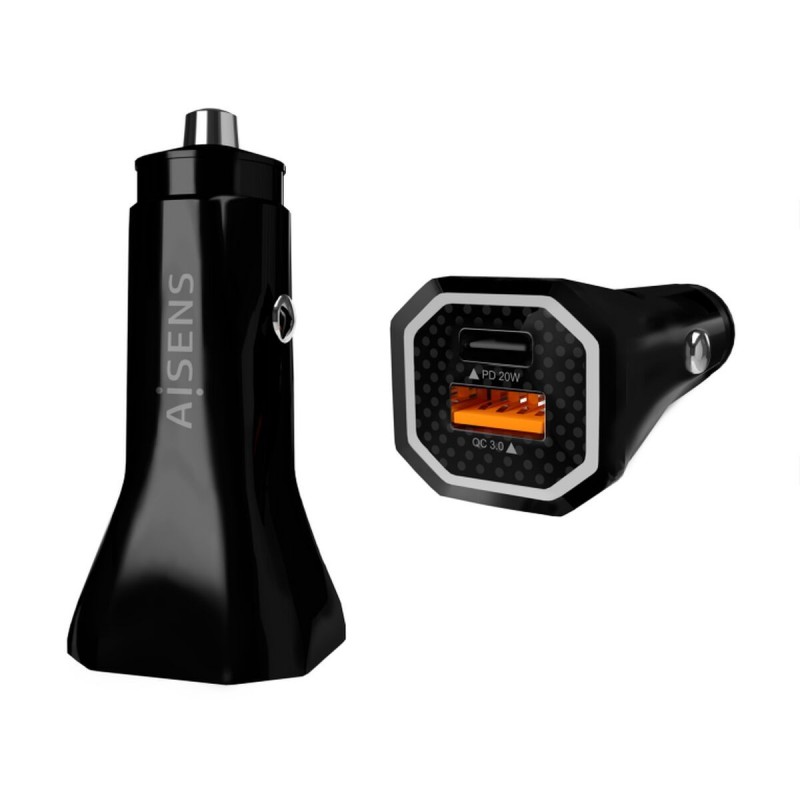 Aisens ASCH-CAR2PQC-BK chargeur d'appareils mobiles Universel Noir Allume-cigare Charge rapide Auto