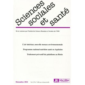 Revue Sciences Sociales et Santé vol 29 -  n°4 Décembre 2011