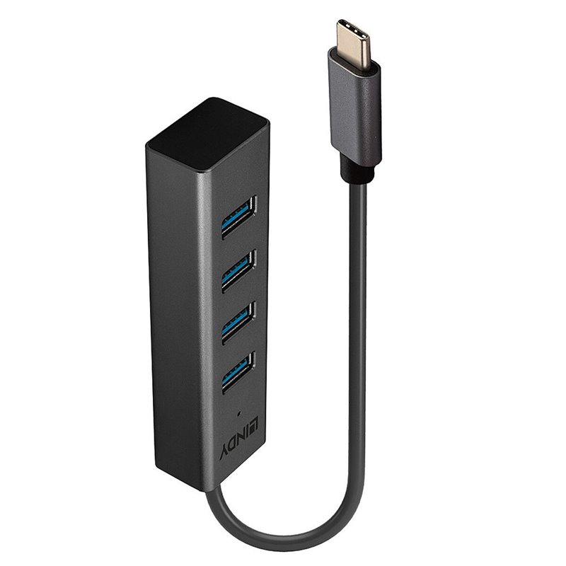 Lindy 43325 hub & concentrateur USB 3.2 Gen 1 (3.1 Gen 1) Type-C 5000 Mbit/s Gris