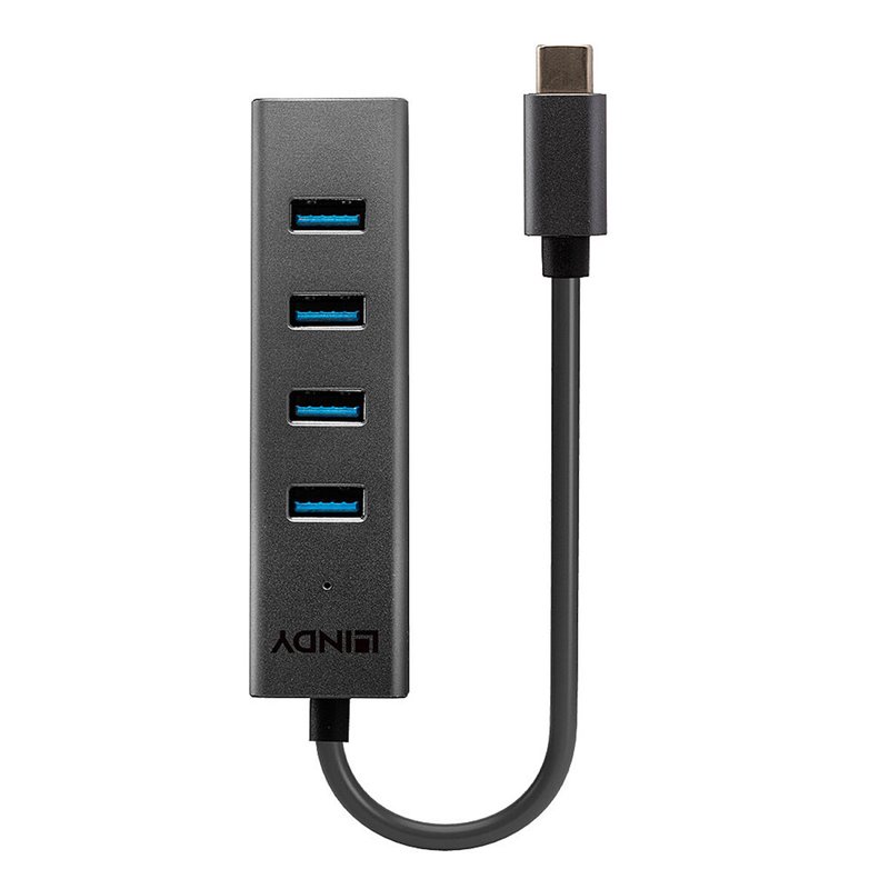 Image secondaire de Lindy 43325 hub & concentrateur USB 3.2 Gen 1 (3.1 Gen 1) Type-C 5000 Mbit/s Gris