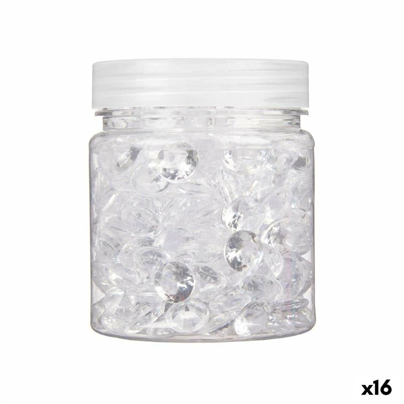 Pierres Décoratives Diamant 150 g Transparent Plastique 6,5 x 8 x 6,5 cm (16 Unités)