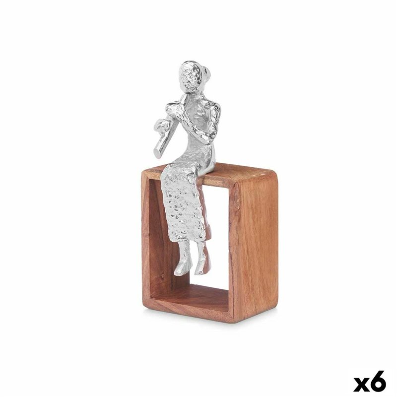 Figurine Décorative Flûte à Bec Argenté Bois Métal 13 x 27 x 13 cm