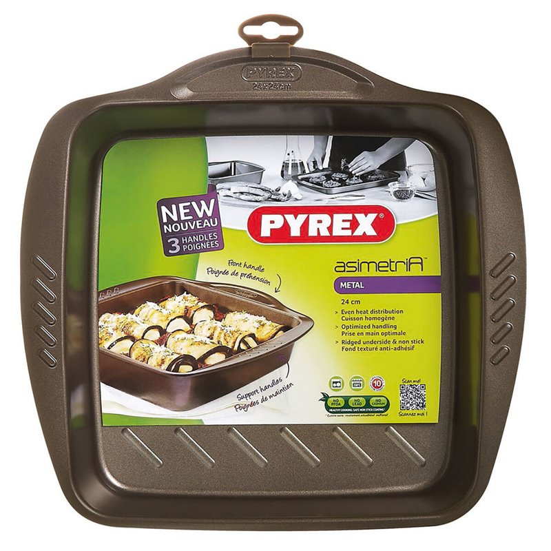 Image secondaire de Moule pour four Pyrex Asimetria Carré Noir Métal 24 x 24 cm (6 Unités)