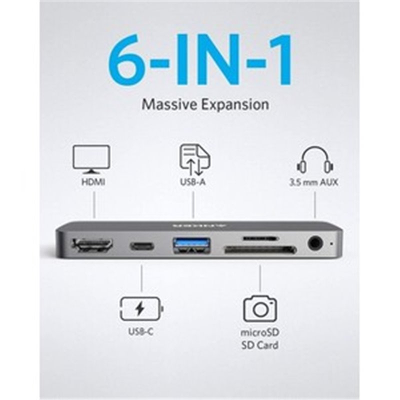 Image secondaire de Anker A83620A1 station d'accueil USB 3.2 Gen 1 (3.1 Gen 1) Type-C Gris