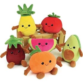 JEMINI Fruity 's cagette de 6 peluches toutes douces fruits et légumes