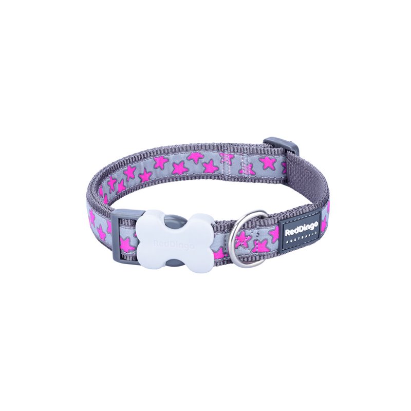 Collier pour Chien Red Dingo STYLE HOT PINK ON COOL GREY 15 mm x 24-36 cm Gris