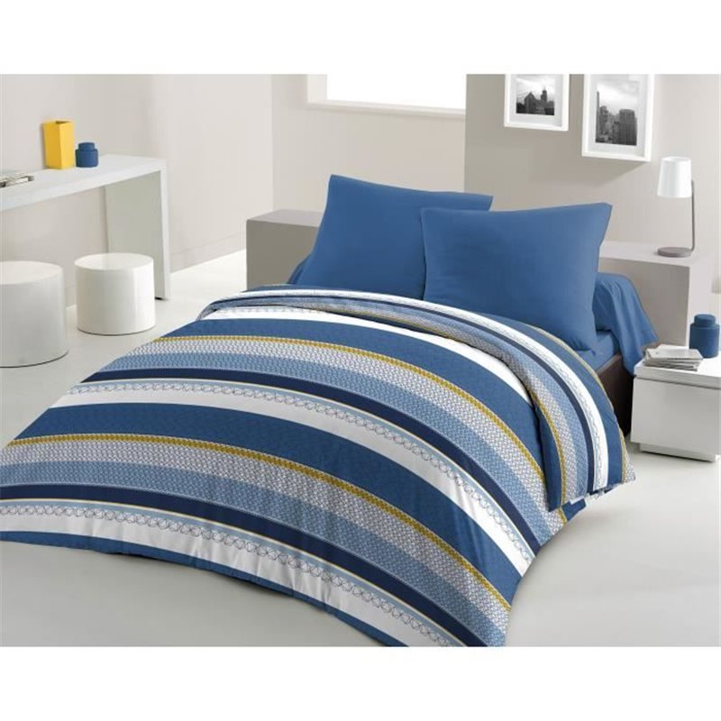 Housse de Couette Home Linge Passion Stanis Bleu 220 x 240 cm