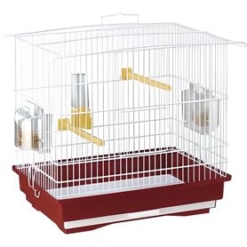 Petite cage oiseaux - 2 mangeoires. 2 perchoirs. 1 abreuvoir - FERPLAS