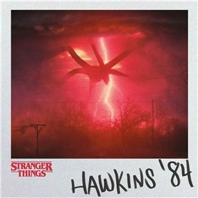 Poster toile Pyramid Stranger Things - Hawkins 84 - rouge - 30x5x30 cm