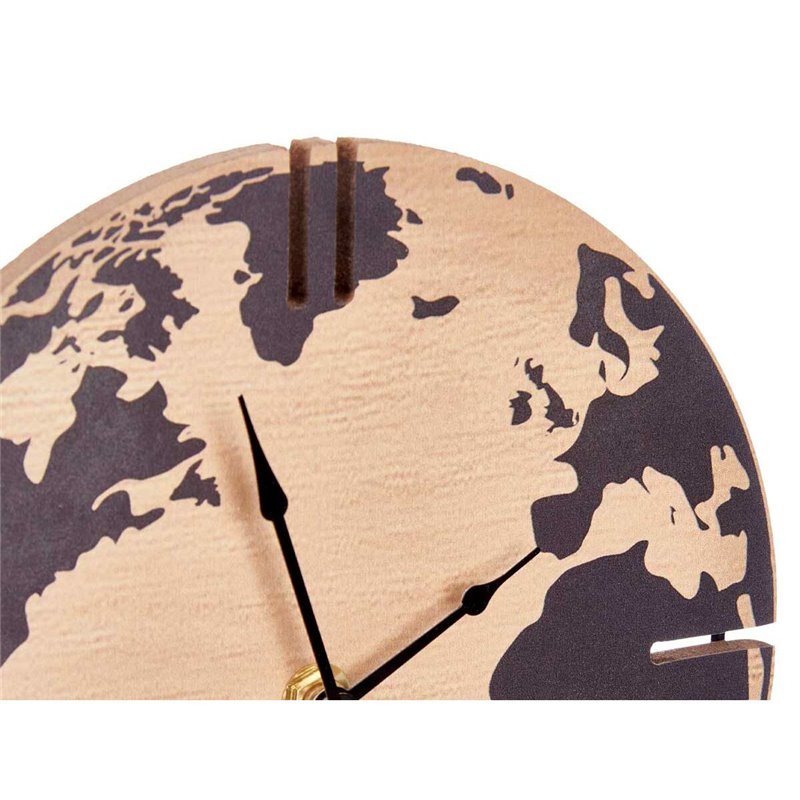 Image secondaire de Horloge de table Mappemonde Noir Métal Bois MDF 22,5 x 30,5 x 12 cm (6 Unités)