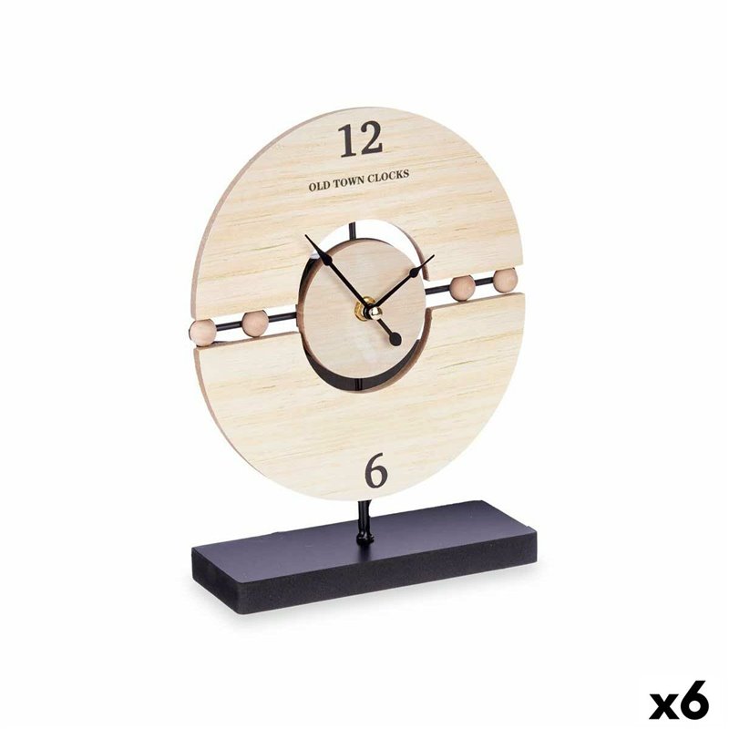 Horloge de table Balles Noir Métal Bois MDF 20,5 x 26,5 x 7 cm (6 Unités)