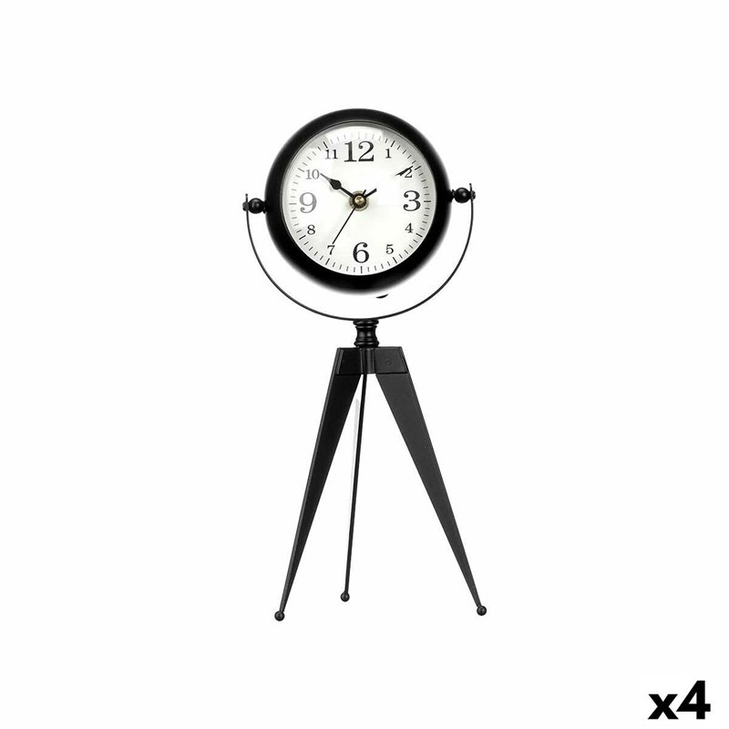 Horloge de table Tripode Noir Métal 12 x 30 x 12 cm (4 Unités)