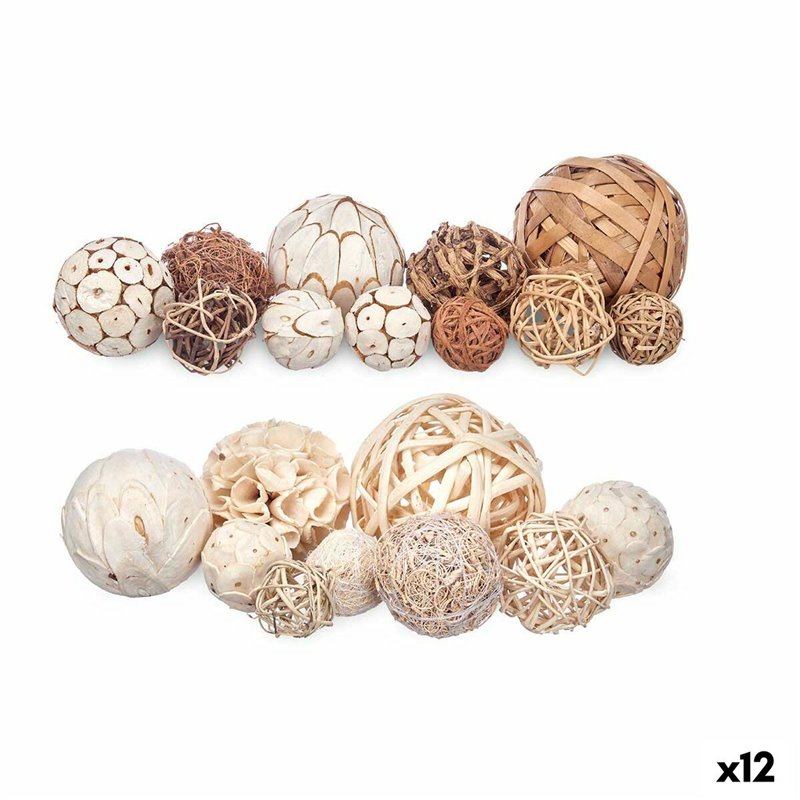 Jeu de boules décoratives Blanc Marron (12 Unités)