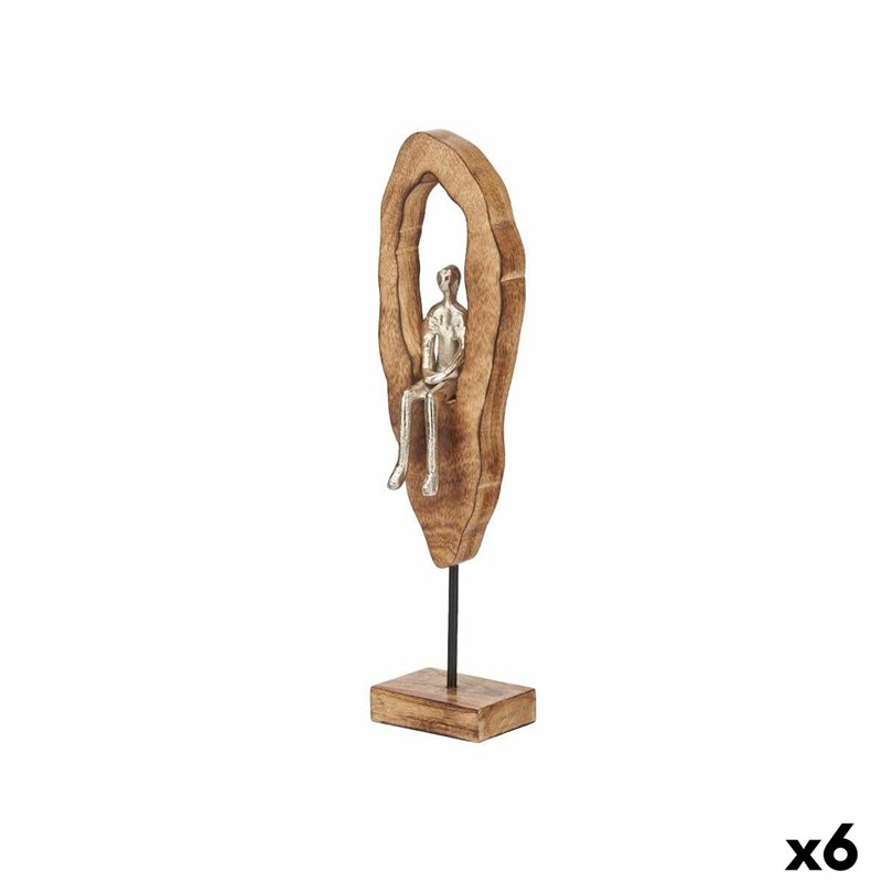 Figurine Décorative Assis Argenté Métal 10 x 41,5 x 7,5 cm (6 Unités)