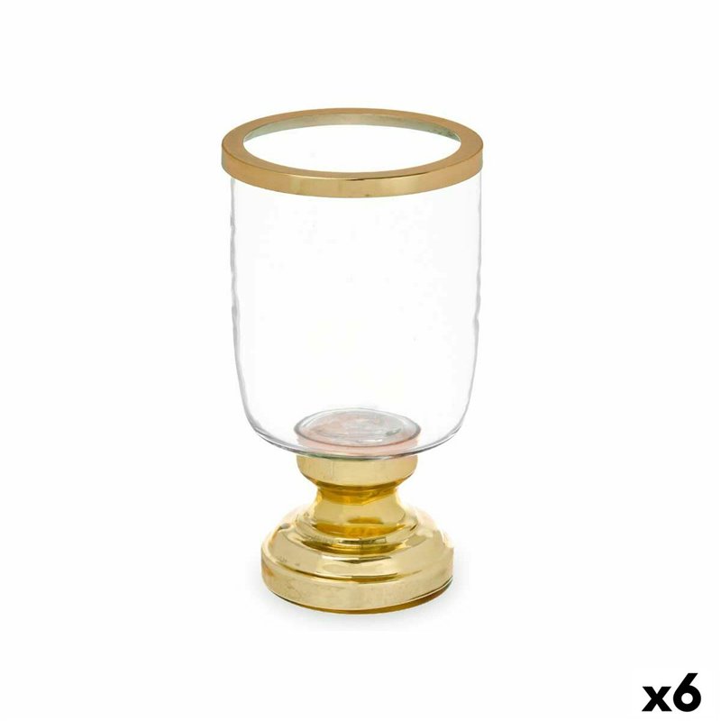 Bougeoir Verre Doré Acier 12 x 24,5 x 12 cm (6 Unités)