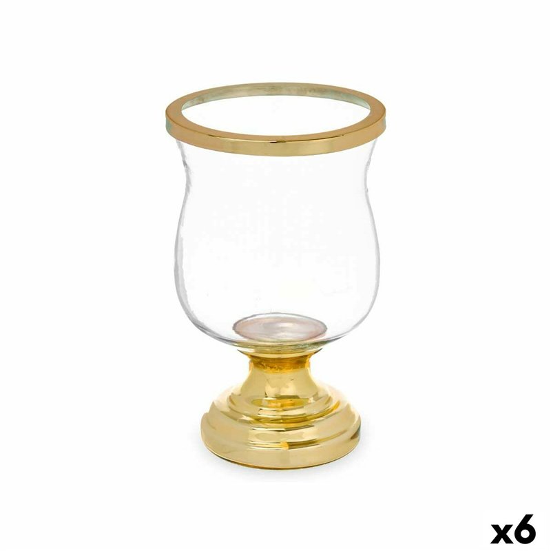 Bougeoir Verre Doré Acier 15,5 x 26 x 15,5 cm (6 Unités)