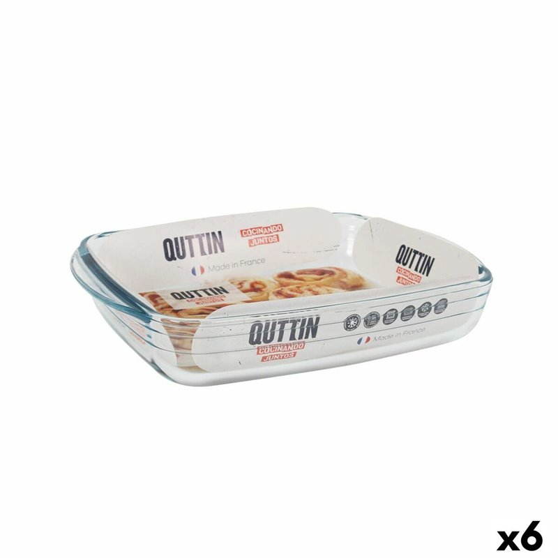 Plat de Four Quttin verre Rectangulaire 1,9 L 28 x 19,9 x 5 cm (6 Unités)