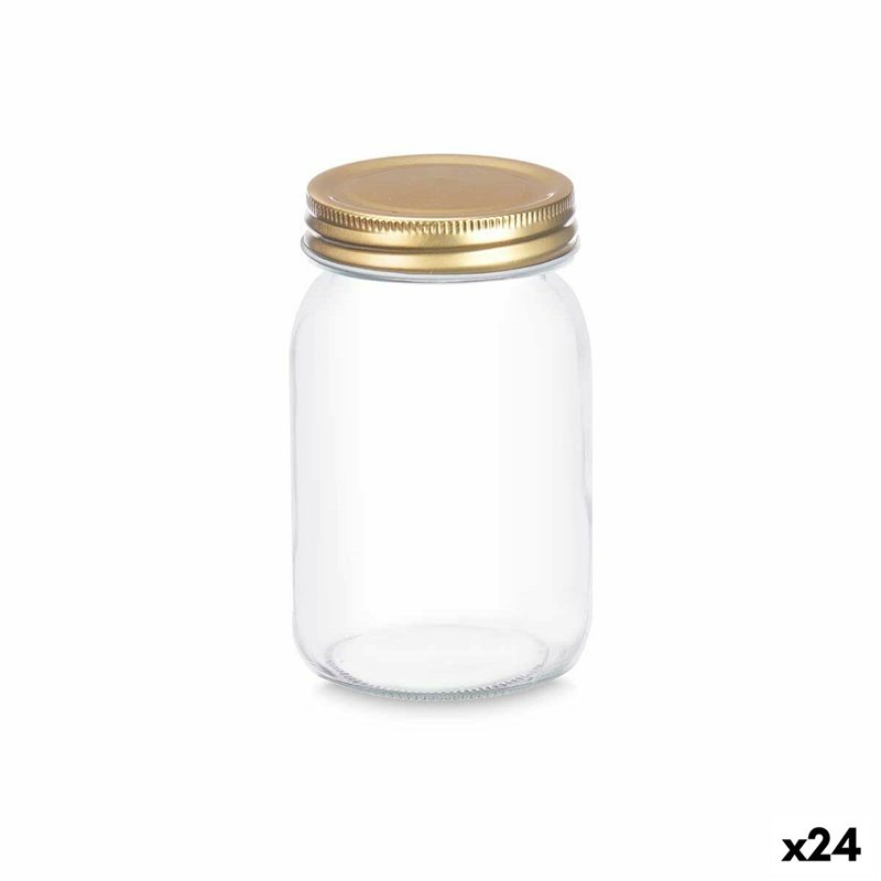 Bocal Transparent Doré Métal verre 500 ml 8 x 13 x 8 cm (24 Unités)