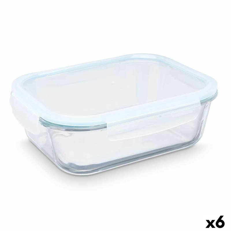 Boîte à lunch Transparent Silicone Verre Borosilicaté 2,2 L 27 x 9 x 2