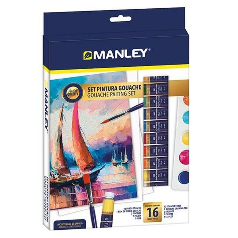 Set de peinture à la gouache Manley MGH00100 16 Pièces