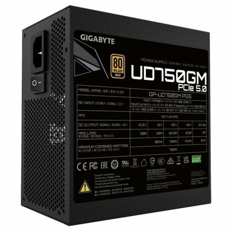 Image secondaire de Gigabyte UD750GM PG5 unité d'alimentation d'énergie 750 W 20+4 pin ATX ATX Noir