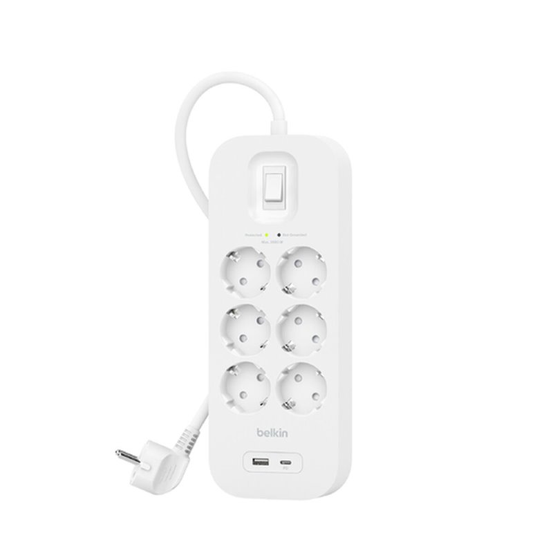 Belkin Connect Blanc 6 sortie(s) CA 2 m