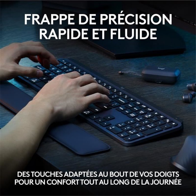 Image secondaire de Logitech MX Keys S clavier RF sans fil + Bluetooth Azerty Français Graphite