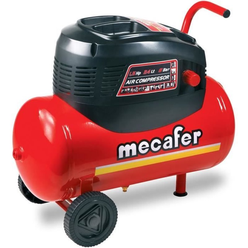 Compresseur d'air Mecafer 1,5 cv 24 L Rouge