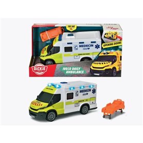 Ambulance Samu - Dickie - IVECO Daily - Roue libre - Effets sonores et