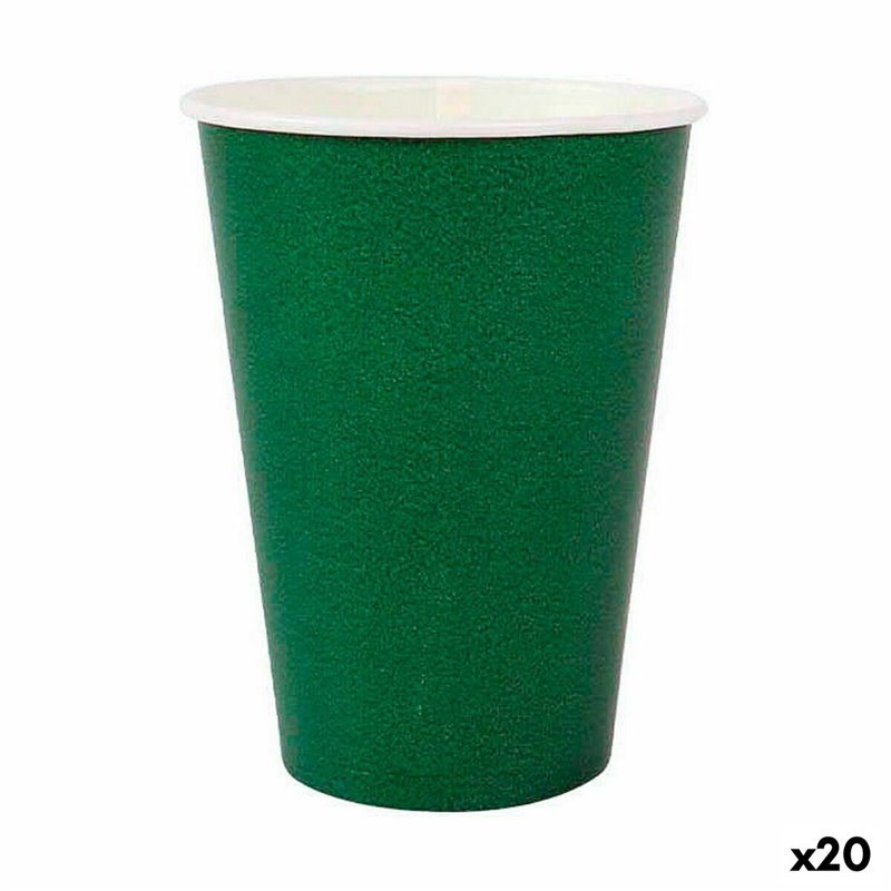 Set de Verres Algon Produits à usage unique Carton Vert 20 Pièces 220 ml (20 Unités)