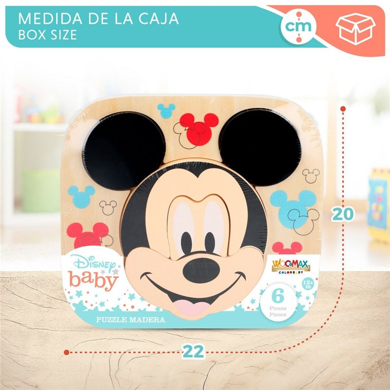 Image secondaire de Puzzle enfant en bois Disney Mickey Mouse + 12 Mois 6 Pièces (12 Unités)