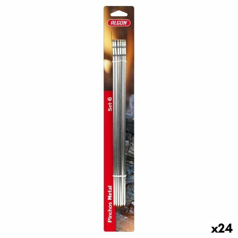 Ensemble de brochettes pour barbecue Algon Métal 6 Pièces (24 Unités) (33 cm x 4 mm)