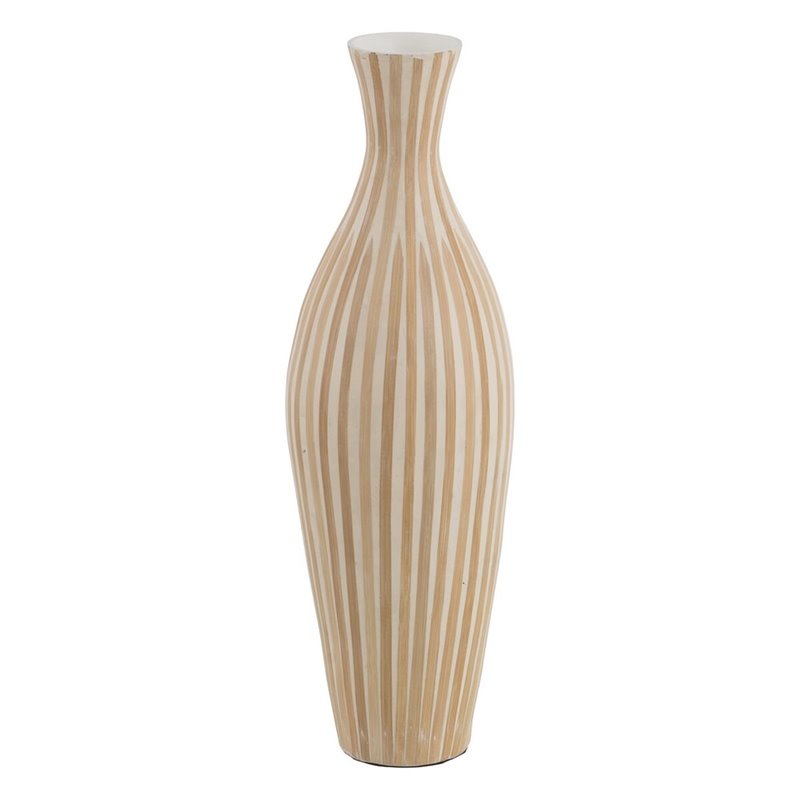 Vase Blanc Beige Bambou 20 x 20 x 64 cm