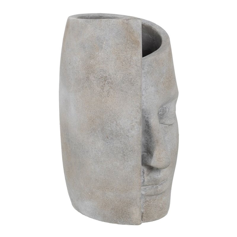 Vase Gris Ciment Visage 18,5 x 16 x 27,5 cm