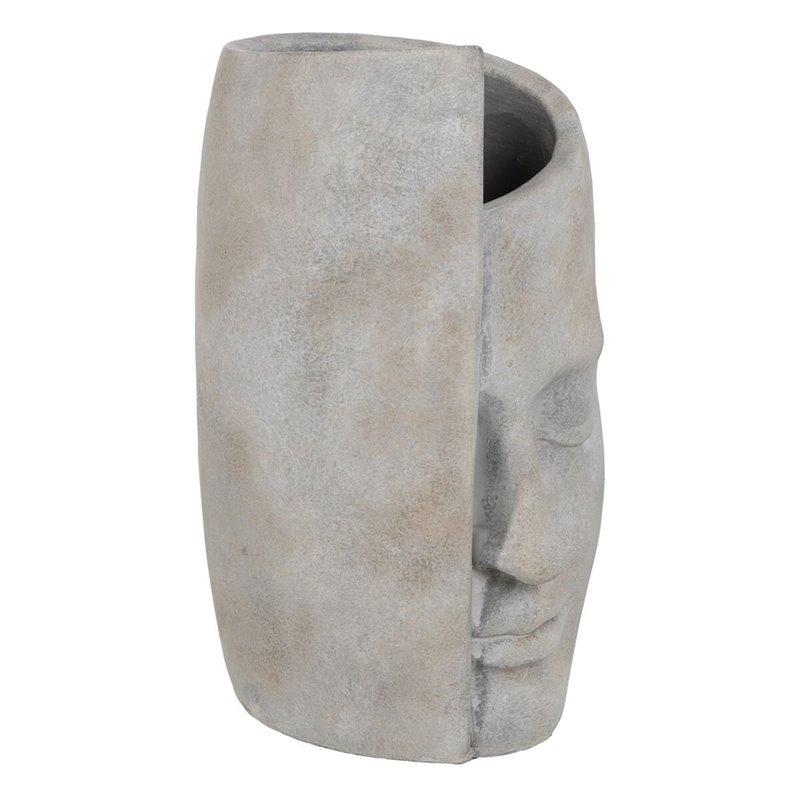 Vase Gris Ciment Visage 21 x 18 x 32,5 cm