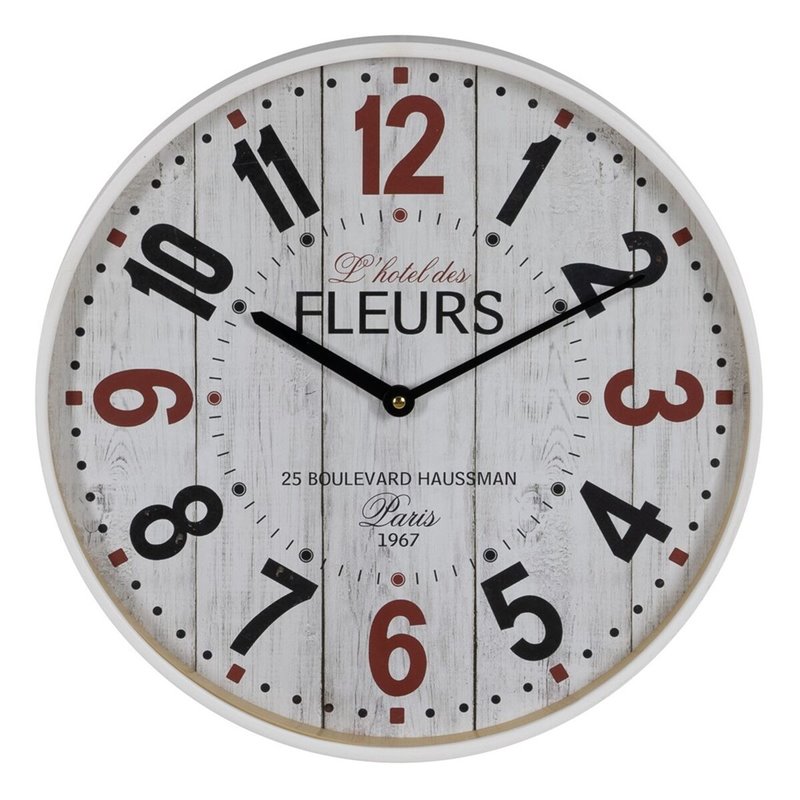 Horloge Murale Blanc Bois Verre 40 x 40 x 4,5 cm