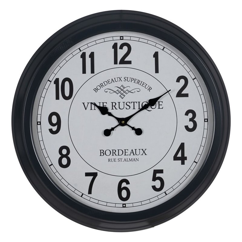 Horloge Murale Blanc Noir Fer 70 x 70 x 6,5 cm