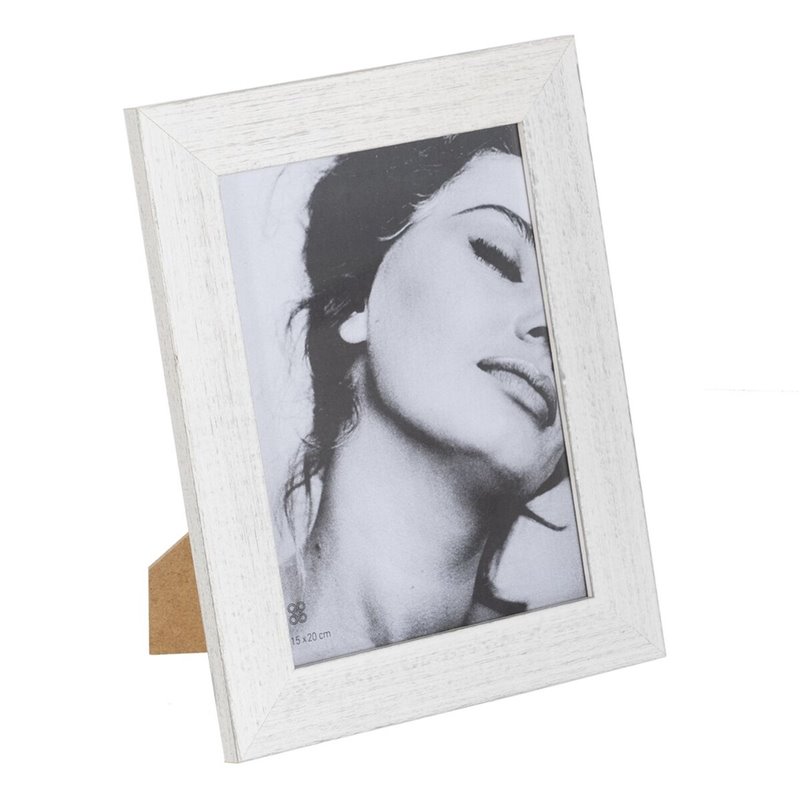 Cadre photo Blanc Gris Bois Verre 20 x 1 x 25 cm