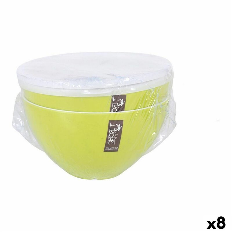 Saladier Kitchen Tropic Vert Avec couvercle 2 Pièces (8 Unités)