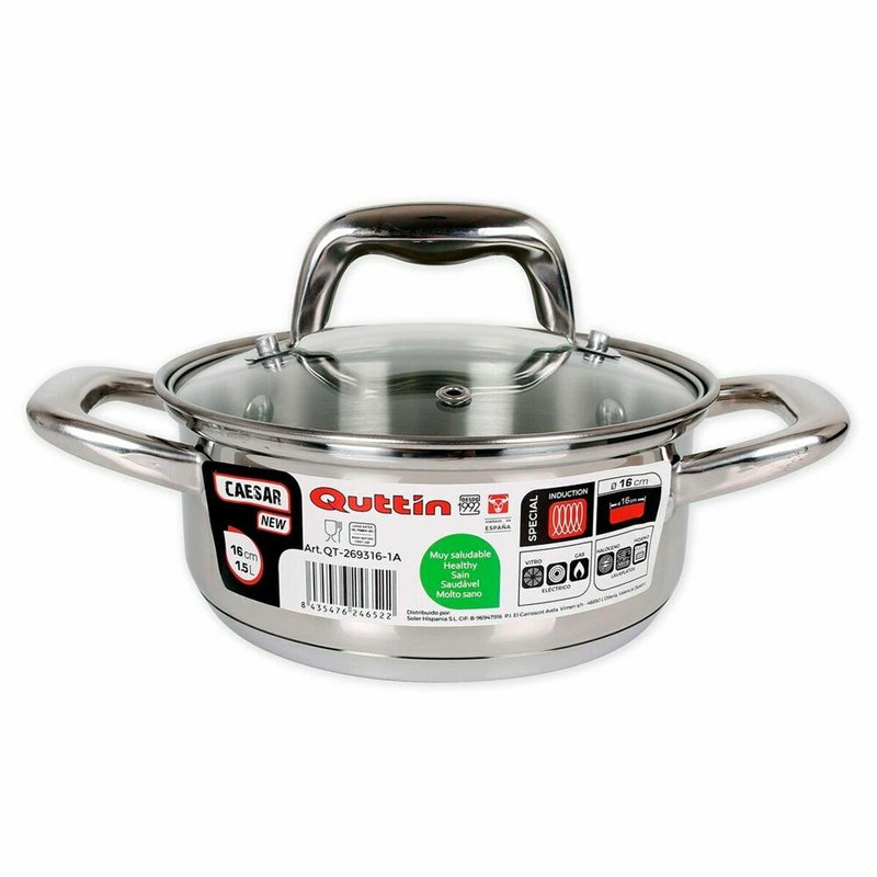 Image secondaire de Casserole Quttin 139494 Avec couvercle Acier Ø 16 x 7 cm (6 Unités) (16 cm) (1,5 L)