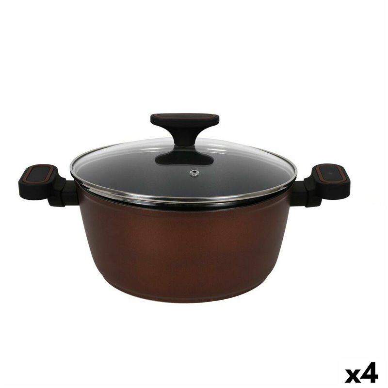 Casserole avec Couvercle en Verre Quttin Sahara Aluminium forgé Marron 42 x 29 x 4,5 cm (4 Unités)