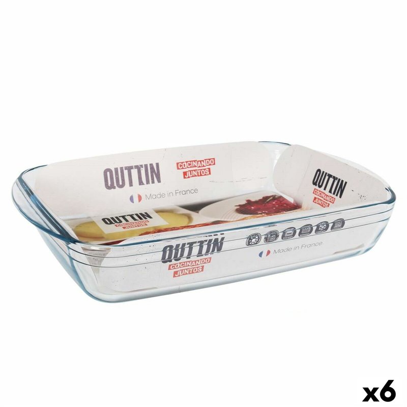 Plat de Four Quttin Transparent verre Rectangulaire 5 L 40,2 x 26,4 x 7 cm (6 Unités)