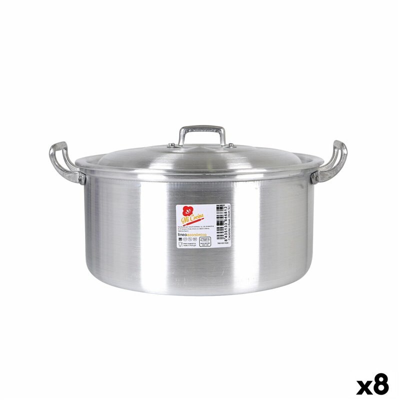 Casserole avec Couvercle Aluminium 31,3 x 26,5 x 13,5 cm (8 Unités)