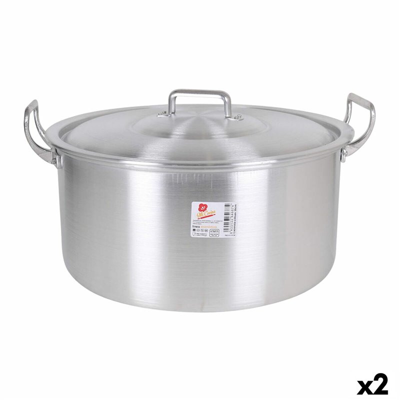 Casserole avec Couvercle Aluminium 44 x 39 x 21 cm (2 Unités)