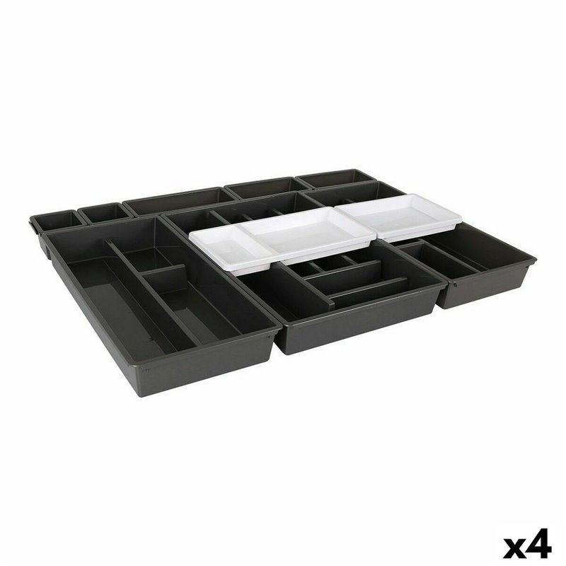 Range-Couverts Tontarelli Bella Noir 10 Pièces 70 x 49,2 x 6,7 cm (4 Unités)