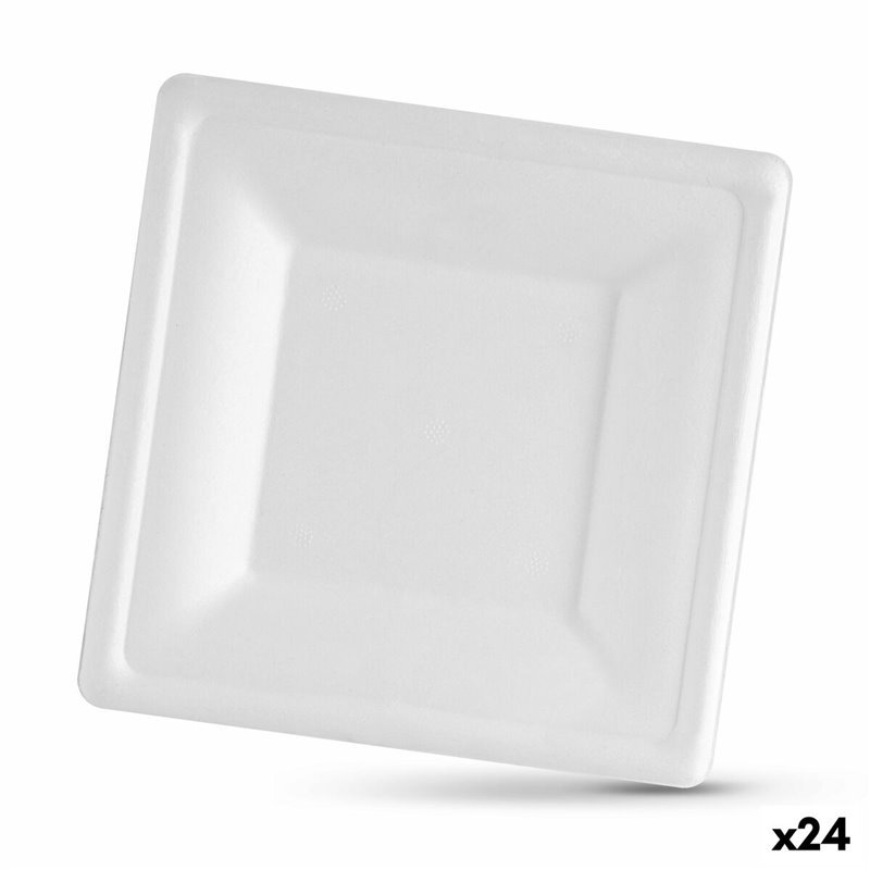 Service de vaisselle Algon Produits à usage unique Blanc Canne à sucre Carré 20 cm (24 Unités)