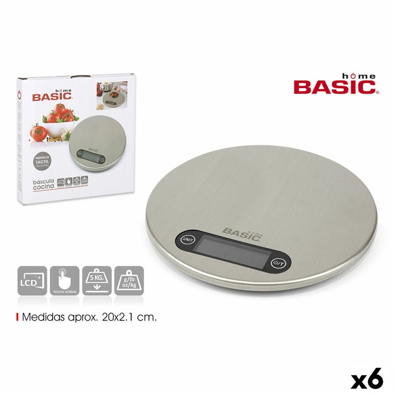 Balance de cuisine numérique Basic Home Argenté 20 x 2,1 cm (6 Unités)