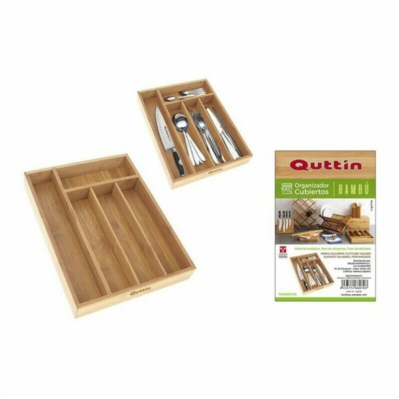 Image secondaire de Range-Couverts Quttin Bambou 34 x 26 x 4 cm (8 Unités)