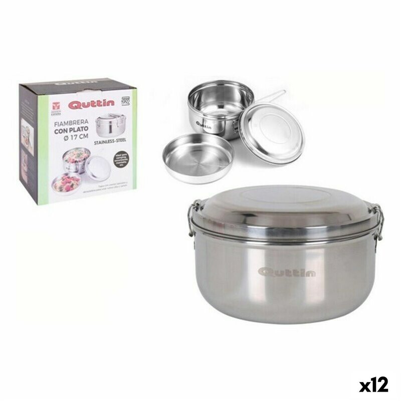 Panier-Repas rond avec couvercle Quttin Acier inoxydable Acier 17 cm (12 Unités) (Ø 17 cm)