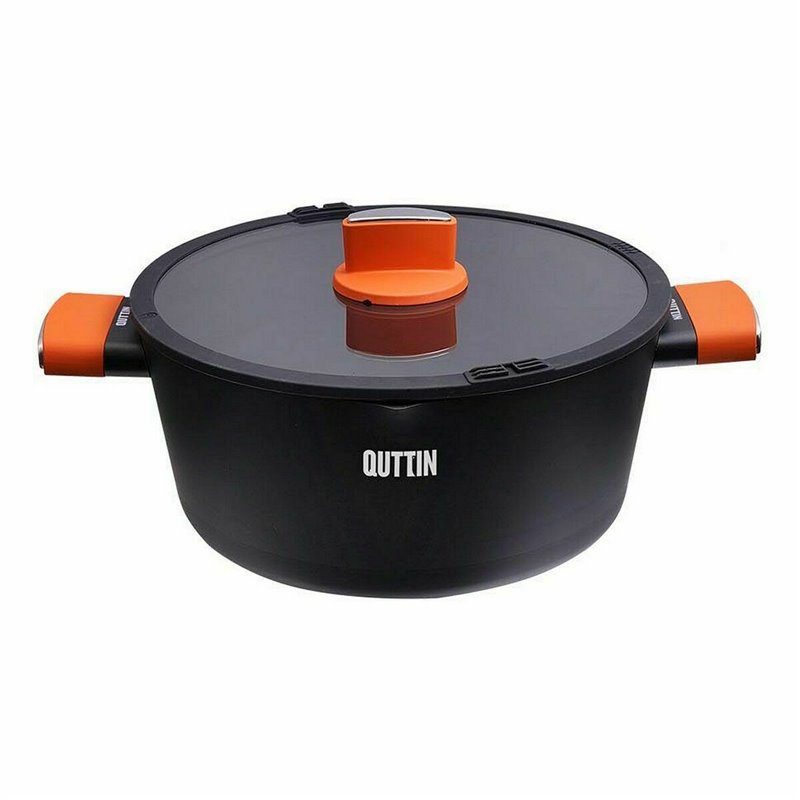 Image secondaire de Casserole avec Couvercle en Verre Quttin Gastro Noir Orange 34,5 x 25,